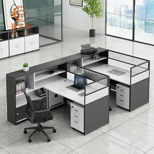 Modern Office Cubicles Work Station Desk Office Furniture 2 Person Staff Desk Wooden Workstation